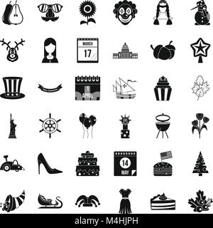 Folklore icons set, le style simple Illustration de Vecteur