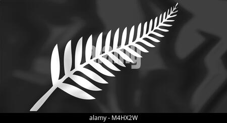 Silver Fern drapeau, en Nouvelle-Zélande. 3D Illustration. Banque D'Images