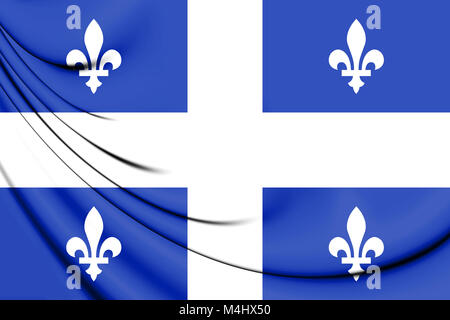 3D Drapeau de la Province du Québec. 3D Illustration. Banque D'Images