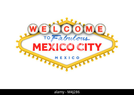 Bienvenue à Mexico City sign in classic style las vegas design . Le Rendu 3D Banque D'Images