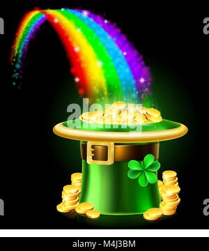 St Patricks Day Leprechaun Rainbow Hat d'Or Illustration de Vecteur