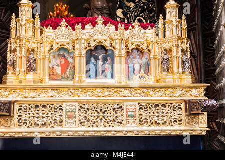 Détail de la sculpture du flotteur du Christ de la confrérie de Santa Cruz'. Banque D'Images