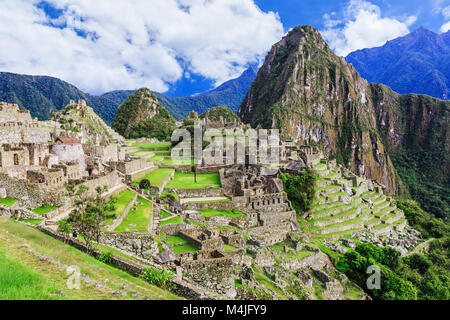 Machu Picchu, au Pérou. UNESCO World Heritage Site. L'une des nouvelles Sept Merveilles du Monde Banque D'Images