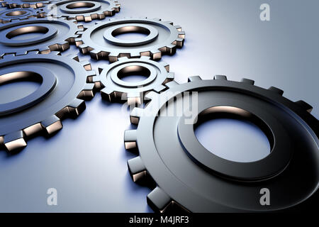 Le rendu 3D de rouages qui représentent l'industrie et techniques Banque D'Images