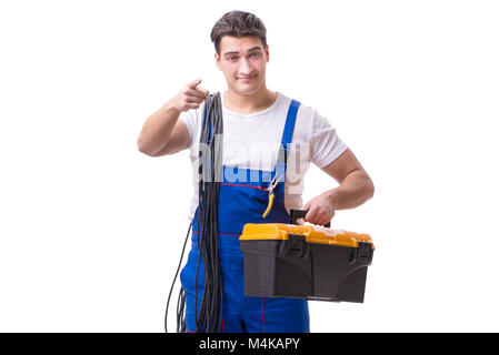 L'Homme faisant la réparation électrique Banque D'Images