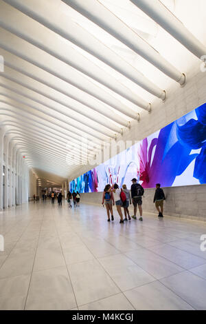 NEW YORK - 10 juin 2017 : vue de l'intérieur de l'Oculus au centre-ville de Manhattan. Banque D'Images