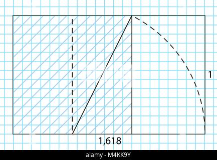 Vecteur modèle Golden ratio, Divine Proportions, Proportion d'or. Signification universelle. Méthode de la spirale d'or, section d'or, matrice de Fibonacci, Fib Illustration de Vecteur