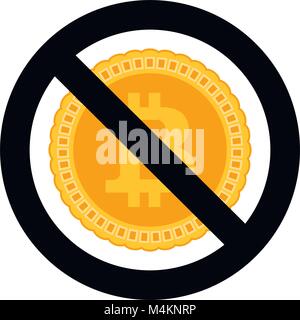 Interdit de vecteur symbole de devise crypto. L'argent, monnaie btc interdiction pas blockchain bitcoin et badge, interdire l'illustration de l'exploitation minière Illustration de Vecteur