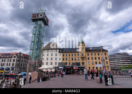 La gare centrale d'Oslo, Square Jernbanetorget, Oslo, Norvège Banque D'Images