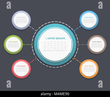 Diagramme circulaire avec six éléments, étapes ou options, un organigramme ou schéma de déroulement du modèle, eps10 vector illustration Banque D'Images