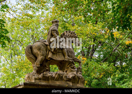 Prague, République tchèque : la statue équestre de saint Venceslas, sculpté en 1678-1680 par le célèbre sculpteur baroque tchèque Jan Jiri Bendl situé je Banque D'Images