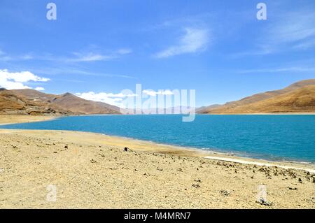 Au Lac Yamdrok Tibet Chine Banque D'Images