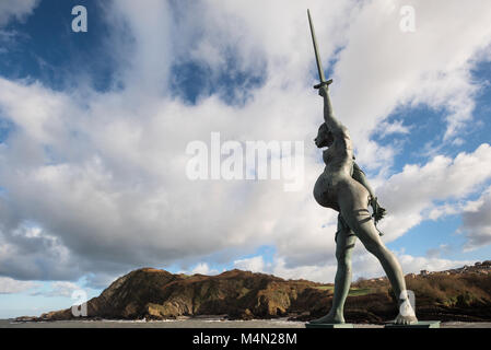 La statue de Damien Hirst à Verity Ilfracombe Harbour Banque D'Images