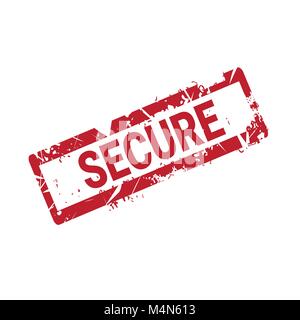 Secure Stamp Grunge rouge Autocollant ou isolés Badge Illustration de Vecteur