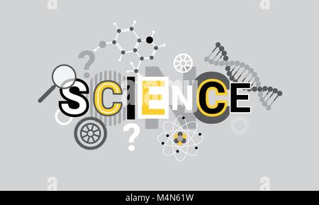 La recherche scientifique Parole créatrice de plus de formes géométriques abstraites Bannière Web en arrière-plan Illustration de Vecteur