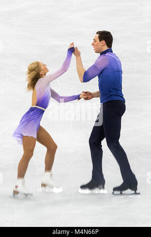 Aljona Savchenko/ Bruno Massot (GER) gagner la médaille d'or en patinage artistique Patinage libre paires à la concurrence des Jeux Olympiques d'hiver de PyeongChang 20 Banque D'Images