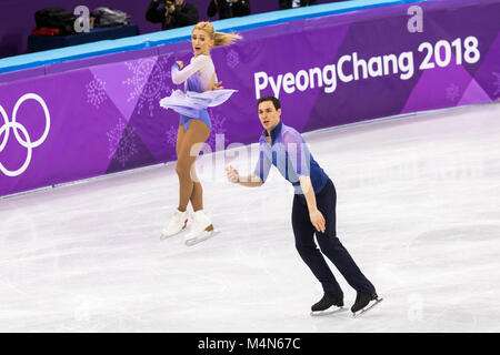 Aljona Savchenko/ Bruno Massot (GER) gagner la médaille d'or en patinage artistique Patinage libre paires à la concurrence des Jeux Olympiques d'hiver de PyeongChang 20 Banque D'Images