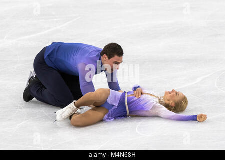 Aljona Savchenko/ Bruno Massot (GER) gagner la médaille d'or en patinage artistique Patinage libre paires à la concurrence des Jeux Olympiques d'hiver de PyeongChang 20 Banque D'Images