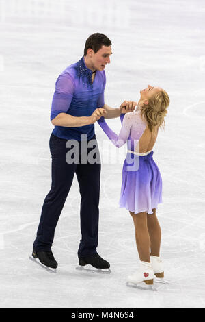 Aljona Savchenko/ Bruno Massot (GER) gagner la médaille d'or en patinage artistique Patinage libre paires à la concurrence des Jeux Olympiques d'hiver de PyeongChang 20 Banque D'Images