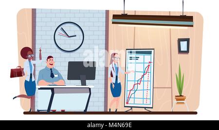 L'équipe créative des gens d'affaires Travailler ensemble dans l'espace de coworking Bureau Moderne de réflexion en groupe d'affaires Illustration de Vecteur