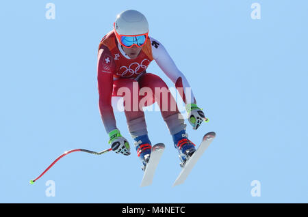 Pyeongchang (République de Corée). Feb 17, 2018. 17 février 2018, la Corée du Sud, Pyeongchang, Jeux olympiques, ski alpin : Super G, Mesdames dans le centre alpin de Jeongseon : Jasmine Flury (Suisse) | Conditions de crédit dans le monde entier : dpa/Alamy Live News Banque D'Images