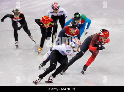 Gangneung, Corée du Sud. Feb 17, 2018. Au cours de la Mesdames Patinage de vitesse courte piste 1500M finale au Jeux Olympiques d'hiver de PyeongChang 2018 à Gangneung Ice Arena le samedi 17 février 2018. Crédit : Paul Kitagaki Jr./ZUMA/Alamy Fil Live News Banque D'Images