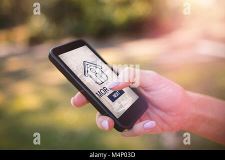 Image composite de l'image graphique du texte d'hypothèques et cityscape Banque D'Images