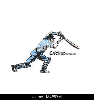 Cricket bleu homme vector illustration. Illustration de Vecteur