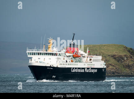 L'hôtel Caledonian MacBrayne ferry l'île de Mull navigue dans le port d'Oban sur son voyage de retour de Craignure, sur l'île de Mull, en Ecosse. Banque D'Images