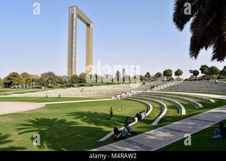 Dubaï, Émirats arabes unis, le 16 février 2018, Zabeel Park situé dans le district de Zabeel, Dubaï, l'un des meilleurs park à Dubaï avec très belle vue à partir de Banque D'Images