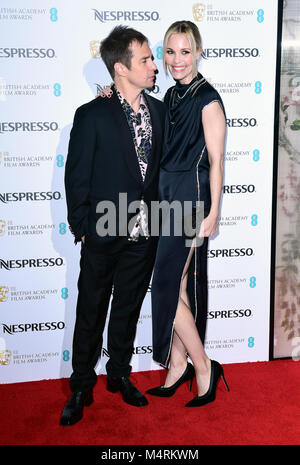 Leslie Bibb et Sam Rockwell Nespresso à la British Academy Film Awards nominés Partie au palais de Kensington, Londres. ASSOCIATION DE PRESSE Photo. Photo date : Samedi 17 février 2018. Voir PA story SHOWBIZ BAFTA. Crédit photo doit se lire : Ian West/PA Wire Banque D'Images