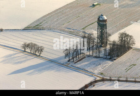 Vue aérienne, château d'eau historique Lanstroper oeuf dans la neige, monument, Dortmund, Ruhr, Rhénanie du Nord-Westphalie, Allemagne, Europe, Dortmund, Ruhr, Banque D'Images