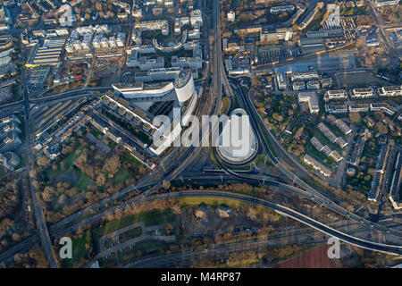 Vue aérienne, triangle Heerdter Campus Vodafone Heerdt, Düsseldorf, Rhénanie, Hesse, Allemagne, Europe, Düsseldorf, Rhénanie du Nord, Rh Banque D'Images