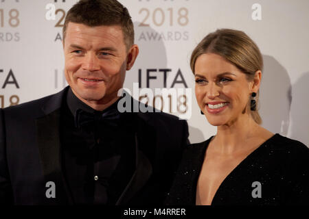 Amy Huberman et Brian O'Driscoll à la FIAT Cinéma & Drama Awards (l'Irish Film & Television Academy) à la Mansion House à Dublin, Irlande, Merc Banque D'Images