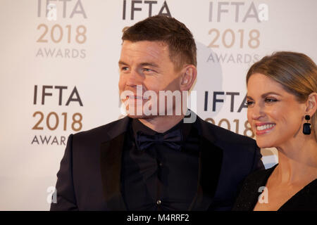 Amy Huberman et Brian O'Driscoll à la FIAT Cinéma & Drama Awards (l'Irish Film & Television Academy) à la Mansion House à Dublin, Irlande, Merc Banque D'Images