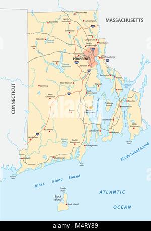 Rhode island road carte vectorielle Illustration de Vecteur