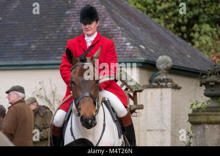 Selkirk, Philipaugh Estate, au Royaume-Uni. 17.fév.2018. Lauderdale Lauderdale Recherche de Foxhounds rencontrez à Philiphaugh Estate près de Selkirk (Photo : Rob Gray) Crédit : Rob Gray/Alamy Live News Banque D'Images