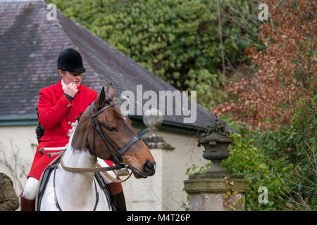 Selkirk, Philipaugh Estate, au Royaume-Uni. 17.fév.2018. Lauderdale Lauderdale Recherche de Foxhounds rencontrez à Philiphaugh Estate près de Selkirk (Photo : Rob Gray) Crédit : Rob Gray/Alamy Live News Banque D'Images