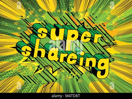 Envoie une super - comic book style phrase sur fond abstrait. Illustration de Vecteur