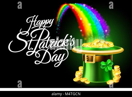 Happy St Patricks Day Leprechaun Hat Rainbow Sign Illustration de Vecteur