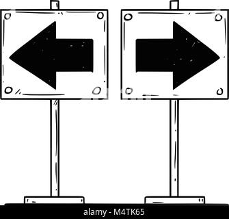 Caricature de deux flèches Gauche et Droite Illustration de Vecteur