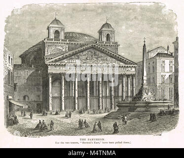 Le Panthéon de Rome, montrant les deux clochers ajoutés au 17ème siècle et supprimé à la fin du 19e. Banque D'Images