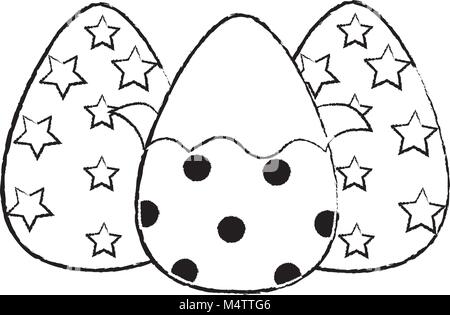 Décorations de Pâques oeufs en chocolat grunge design Illustration de Vecteur