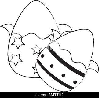 Décorations de Pâques oeufs en chocolat grunge pour maison de vacances Illustration de Vecteur