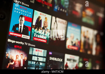 Sur une tablette écran Netflix Banque D'Images
