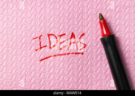 Mot écrit sur serviette Idées Banque D'Images