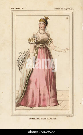 Hortense de Beauharnais, Reine consort de Hollande, fille de Joséphine 1783-1837. Lithographie coloriée de : Le Bibliophile Jacob aka Paul Lacroix Costumes historiques de la France (Costumes historiques de la France), Administration de librairie, Paris, 1852. Banque D'Images