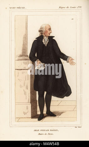 Jean Sylvain Bailly, Maire de Paris, mathématicien, astronome Français franc-maçon, et révolutionnaire, 1736-1793. En costume de depute aux états-généraux, 1789. Lithographie coloriée de : Le Bibliophile Jacob aka Paul Lacroix Costumes historiques de la France (Costumes historiques de la France), Administration de librairie, Paris, 1852. Banque D'Images