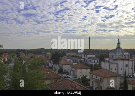 Le village de travail déclaré Patrimoine Mondial par l'UNESCO.Crespi d'Adda, Italie Banque D'Images