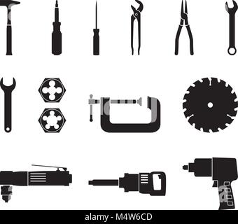 Jeu de puissance et d'outils à main. Vector icons Illustration de Vecteur